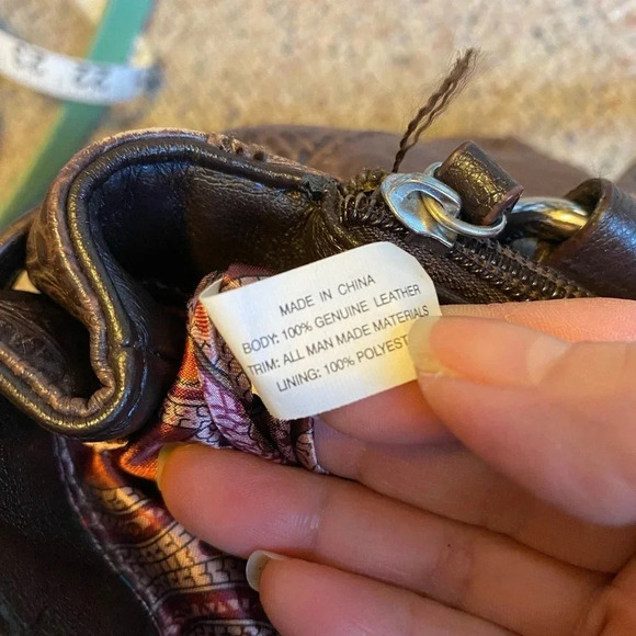 Tignanello Crocodile Print Body Genuine Leather Brown Satchel Shoulder Purse Bag - Picture 4 of 12